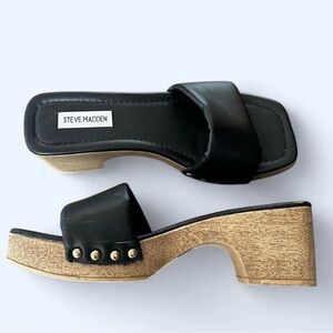 Steve Madden Black Leather Clogs Sz8